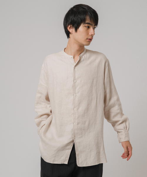 EDIFICE(エディフィス)の「ETS.MATERIAUX(マテリオ) リネン ファーマー ロングシャツ(シャツ/ブラウス・メンズ・ネイビー/アイボリー・3/2)」の5枚目の写真