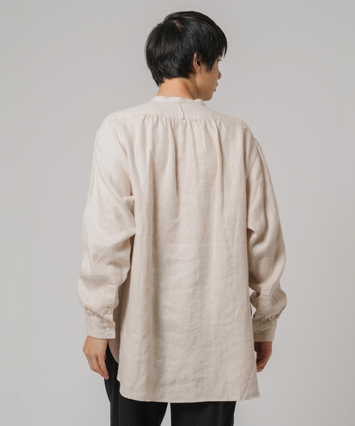 ETS.MATERIAUX(マテリオ) リネン ファーマー ロングシャツ（シャツ