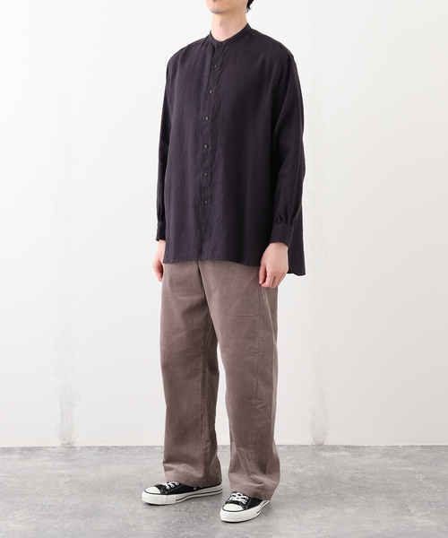 ETS.MATERIAUX(マテリオ) リネン ファーマー ロングシャツ（シャツ