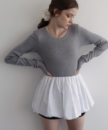 Mili affinity（ミリアフィニティー）の「バイカラーバルーンペプラムリブニットトップス（チュニック）」