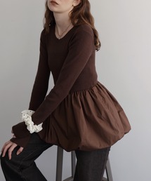 Mili affinity（ミリアフィニティー）の「バイカラーバルーンペプラムリブニットトップス（チュニック）」