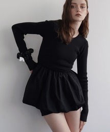 Mili affinity（ミリアフィニティー）の「バイカラーバルーンペプラムリブニットトップス（チュニック）」