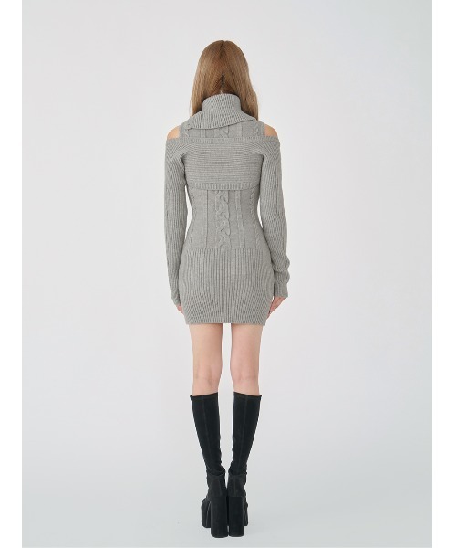 デザインネックニットミニワンピース（ワンピース）｜Darich