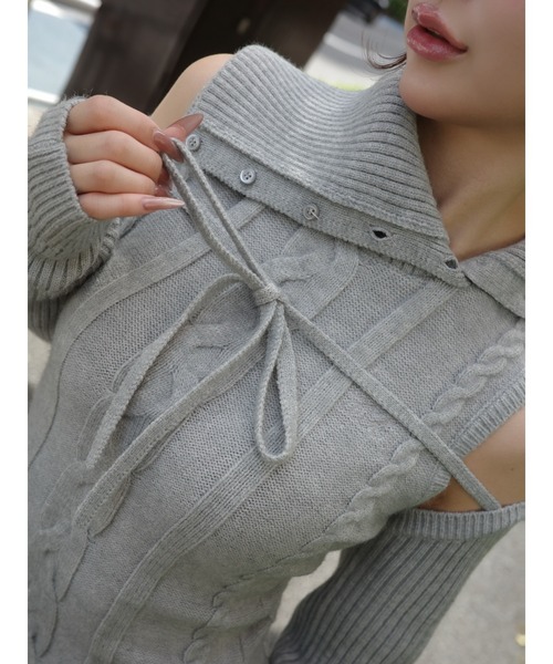 Darich デザインネックニットミニワンピース デザインネックニットミニワンピース（ワンピース）｜Darich