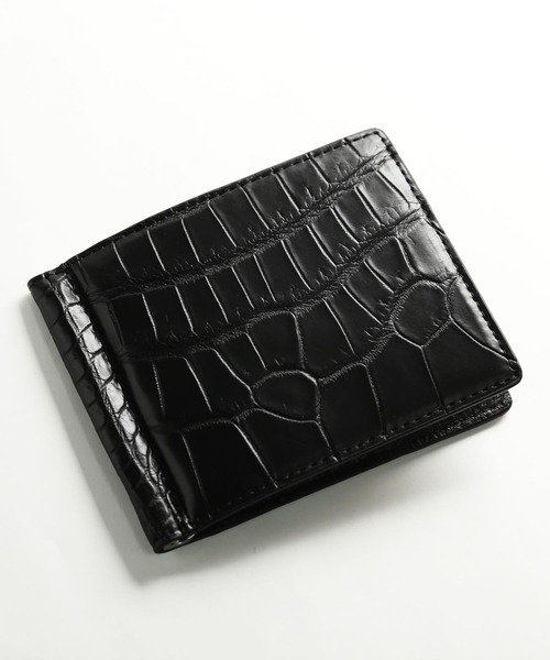 sankyo shokai(サンキョウショウカイ)の「クロコダイルレザー マネークリップ(札入れ/マネークリップ・メンズ・ダークグリーン/ブラック系/グレー系/ブルー/ウッド/グレー/ターコイズブルー/ダークブラウン/ネイビー/ブラック/ダークブラウン系/ターコイズブルー系/ネイビー系/ライトベージュ・FREE)」の3枚目の写真