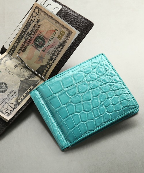 sankyo shokai(サンキョウショウカイ)の「クロコダイルレザー マネークリップ(札入れ/マネークリップ・メンズ・ダークグリーン/ブラック系/グレー系/ブルー/ウッド/グレー/ターコイズブルー/ダークブラウン/ネイビー/ブラック/ダークブラウン系/ターコイズブルー系/ネイビー系/ライトベージュ・FREE)」の12枚目の写真