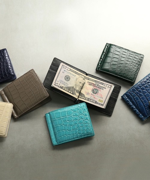 sankyo shokai(サンキョウショウカイ)の「クロコダイルレザー マネークリップ(札入れ/マネークリップ・メンズ・ダークグリーン/ブラック系/グレー系/ブルー/ウッド/グレー/ターコイズブルー/ダークブラウン/ネイビー/ブラック/ダークブラウン系/ターコイズブルー系/ネイビー系/ライトベージュ・FREE)」の19枚目の写真
