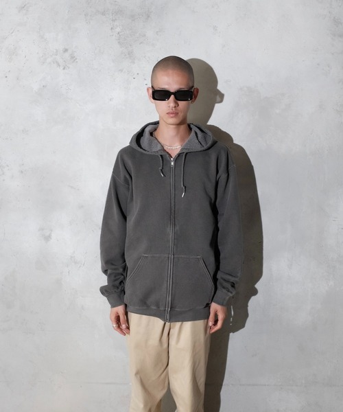 【美品】  パーカー ダウン 切替 グレー 6840WB TOWN CRAFT タウンクラフト / PIGMENT FULL ZIP HOODIE（パーカー