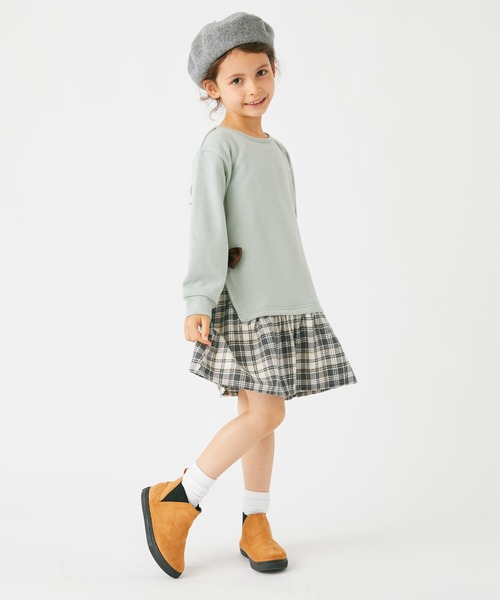 ever closet（エバークローゼット）の「【ぬくふわ】サイドリボンがかわいい裏シャギーワンピース（ワンピース・キッズ・ミント/アイボリー/チャコール/ベージュ系その他5/ピンク系その他4・130cm/120cm/110cm/100cm/140cm/150cm/90cm）」の4枚目の写真