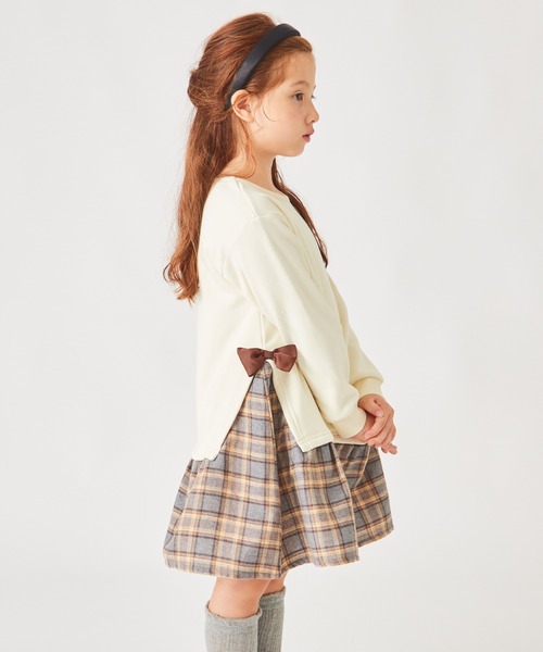 ever closet（エバークローゼット）の「【ぬくふわ】サイドリボンがかわいい裏シャギーワンピース（ワンピース・キッズ・ミント/アイボリー/チャコール/ベージュ系その他5/ピンク系その他4・130cm/120cm/110cm/100cm/140cm/150cm/90cm）」の12枚目の写真