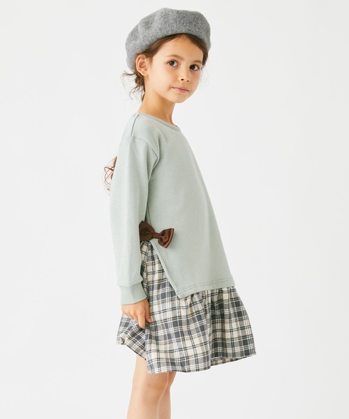 ever closet（エバークローゼット）の「【ぬくふわ】サイドリボンがかわいい裏シャギーワンピース（ワンピース・キッズ・ミント/アイボリー/チャコール/ベージュ系その他5/ピンク系その他4・130cm/120cm/110cm/100cm/140cm/150cm/90cm）」の8枚目の写真