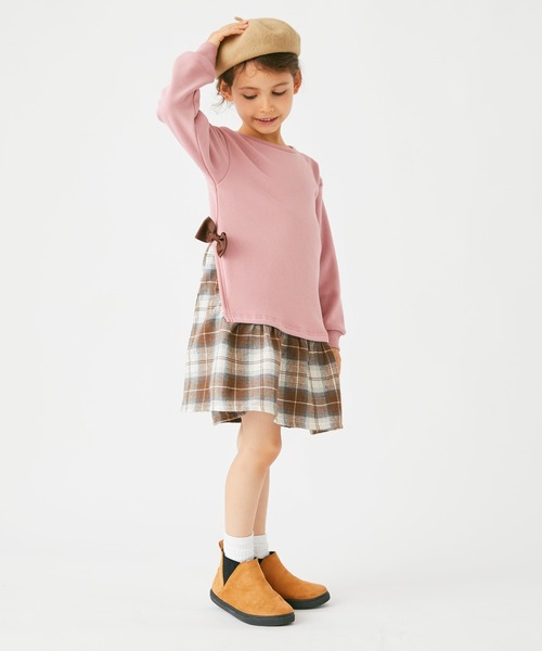 ever closet（エバークローゼット）の「【ぬくふわ】サイドリボンがかわいい裏シャギーワンピース（ワンピース・キッズ・ミント/アイボリー/チャコール/ベージュ系その他5/ピンク系その他4・130cm/120cm/110cm/100cm/140cm/150cm/90cm）」の18枚目の写真