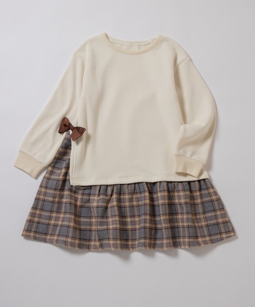 ever closet（エバークローゼット）の「【ぬくふわ】サイドリボンがかわいい裏シャギーワンピース（ワンピース・キッズ・ミント/アイボリー/チャコール/ベージュ系その他5/ピンク系その他4・130cm/120cm/110cm/100cm/140cm/150cm/90cm）」の6枚目の写真