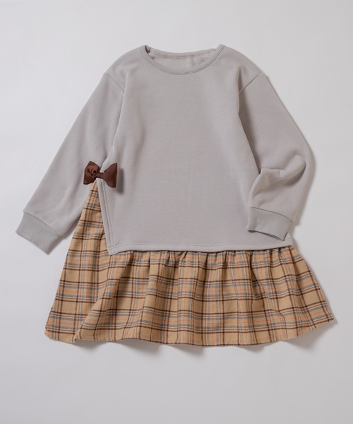 ever closet（エバークローゼット）の「【ぬくふわ】サイドリボンがかわいい裏シャギーワンピース（ワンピース・キッズ・ミント/アイボリー/チャコール/ベージュ系その他5/ピンク系その他4・130cm/120cm/110cm/100cm/140cm/150cm/90cm）」の10枚目の写真