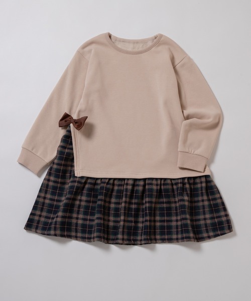 ever closet（エバークローゼット）の「【ぬくふわ】サイドリボンがかわいい裏シャギーワンピース（ワンピース・キッズ・ミント/アイボリー/チャコール/ベージュ系その他5/ピンク系その他4・130cm/120cm/110cm/100cm/140cm/150cm/90cm）」の21枚目の写真