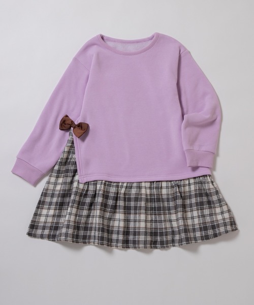 ever closet（エバークローゼット）の「【ぬくふわ】サイドリボンがかわいい裏シャギーワンピース（ワンピース・キッズ・ミント/アイボリー/チャコール/ベージュ系その他5/ピンク系その他4・130cm/120cm/110cm/100cm/140cm/150cm/90cm）」の9枚目の写真