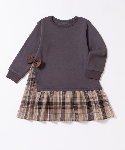 ever closet（エバークローゼット）の「【ぬくふわ】サイドリボンがかわいい裏シャギーワンピース（ワンピース・キッズ・ミント/アイボリー/チャコール/ベージュ系その他5/ピンク系その他4・130cm/120cm/110cm/100cm/140cm/150cm/90cm）」の13枚目の写真