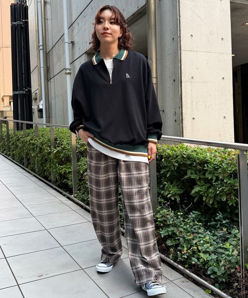 DOUBLE NAME（ダブルネーム）の「【m:rex】ミニ恐竜ワッペンハーフZIPプルオーバー（Tシャツ/カットソー・レディース・オレンジ/ブラック/オフホワイト・FREE）」の7枚目の写真