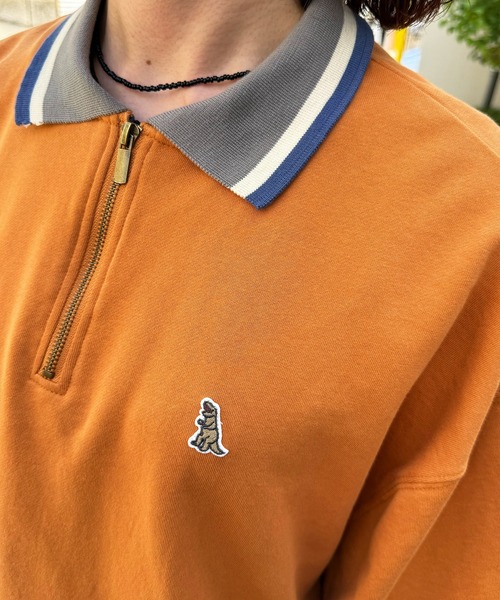 DOUBLE NAME（ダブルネーム）の「【m:rex】ミニ恐竜ワッペンハーフZIPプルオーバー（Tシャツ/カットソー・レディース・オレンジ/ブラック/オフホワイト・FREE）」の16枚目の写真