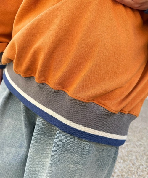 DOUBLE NAME（ダブルネーム）の「【m:rex】ミニ恐竜ワッペンハーフZIPプルオーバー（Tシャツ/カットソー・レディース・オレンジ/ブラック/オフホワイト・FREE）」の18枚目の写真