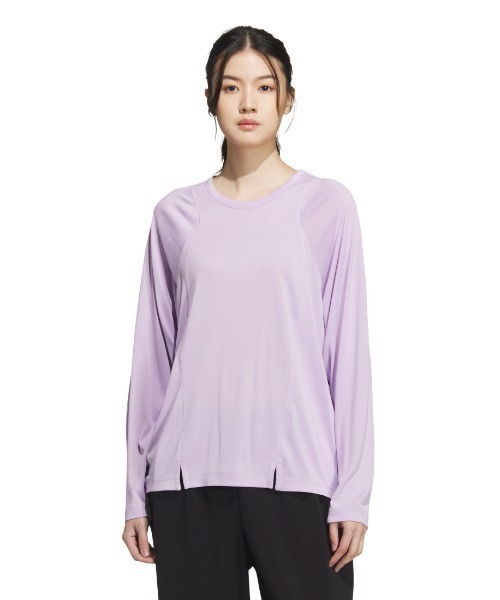 adidas(アディダス)の「アディダス adidas ラックスフロー ルーズフィット 長袖Tシャツ(Tシャツ/カットソー・レディース・ライラック/ブラック・S/XL/L/M)」の1枚目の写真
