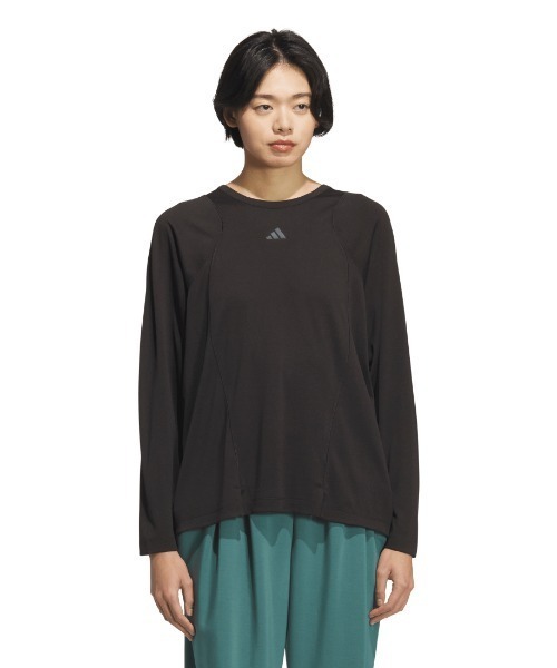 adidas(アディダス)の「アディダス adidas ラックスフロー ルーズフィット 長袖Tシャツ(Tシャツ/カットソー・レディース・ライラック/ブラック・S/XL/L/M)」の2枚目の写真