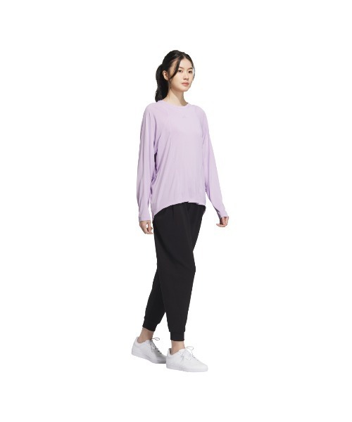 adidas(アディダス)の「アディダス adidas ラックスフロー ルーズフィット 長袖Tシャツ(Tシャツ/カットソー・レディース・ライラック/ブラック・S/XL/L/M)」の3枚目の写真