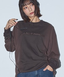 スプレー加工レタリング刺繍クルーネックロンT