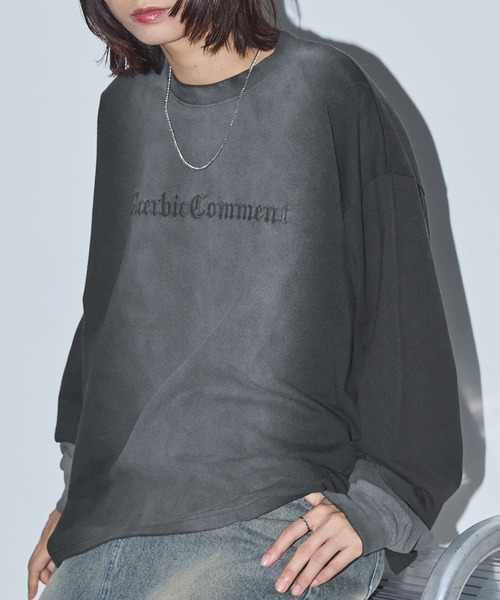 Anchor Smith(アンカー スミス)の「スプレー加工レタリング刺繍クルーネックロンT(Tシャツ/カットソー・レディース・オフホワイト/ブラック/ブラウン・M/L)」の1枚目の写真