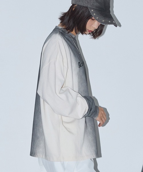 Anchor Smith(アンカー スミス)の「スプレー加工レタリング刺繍クルーネックロンT(Tシャツ/カットソー・レディース・オフホワイト/ブラック/ブラウン・M/L)」の13枚目の写真