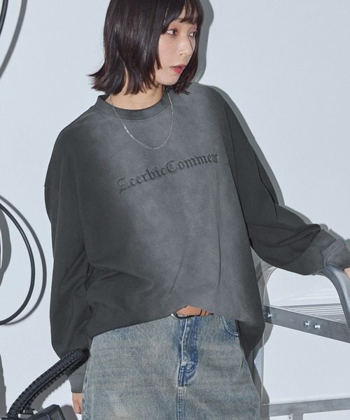 Anchor Smith(アンカー スミス)の「スプレー加工レタリング刺繍クルーネックロンT(Tシャツ/カットソー・レディース・オフホワイト/ブラック/ブラウン・M/L)」の4枚目の写真