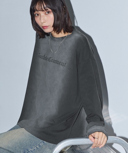 Anchor Smith(アンカー スミス)の「スプレー加工レタリング刺繍クルーネックロンT(Tシャツ/カットソー・レディース・オフホワイト/ブラック/ブラウン・M/L)」の6枚目の写真