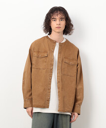 Purple&Yellow | 硫化ツイルブリーチクルーネック ワークシャツ(シャツ/ブラウス)