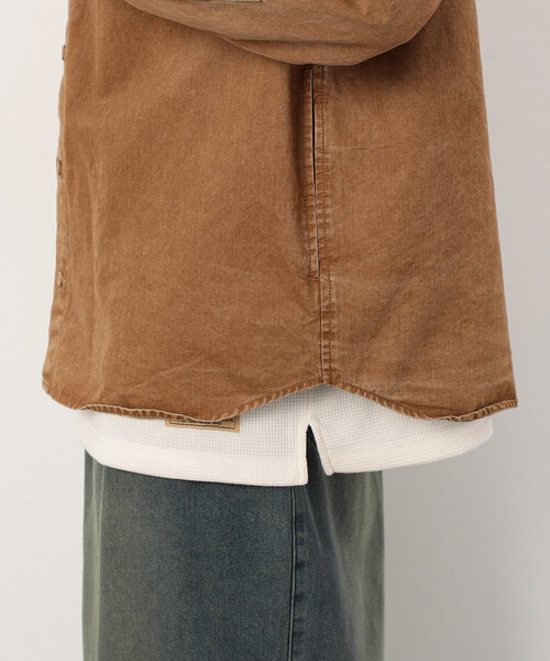 Purple&Yellow（パープルアンドイエロー）の「硫化ツイルブリーチクルーネック ワークシャツ（シャツ/ブラウス・メンズ・キャメル/ブルー・SMALL/LARGE/MEDIUM）」の7枚目の写真