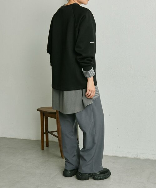 ear PAPILLONNER（イアパピヨネ）の「《手洗い可》sampo×earコラボ スペーストイスウェット（Tシャツ/カットソー・レディース・ブラック/グレー・FREE）」の4枚目の写真