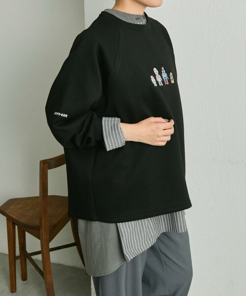 ear PAPILLONNER（イアパピヨネ）の「《手洗い可》sampo×earコラボ スペーストイスウェット（Tシャツ/カットソー・レディース・ブラック/グレー・FREE）」の6枚目の写真