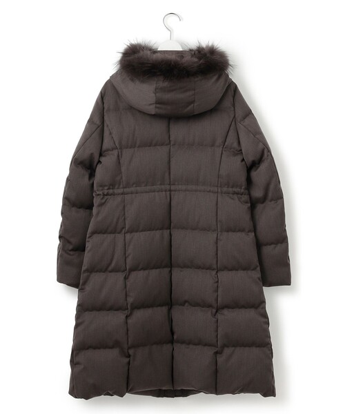 23区　ブラウン フード付き ロングダウンジャケット L FREE STYLISTS ダウンコート ダウンジャケット フード付きロングダウン