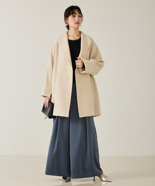 qualite（カリテ）の「ピーチサテンフレアーパンツ/秋服/冬服/オフィスカジュアル/ワイドパンツ（その他パンツ・レディース・ライトベージュ/ブルー/チャコールグレー・36/38）」の13枚目の写真