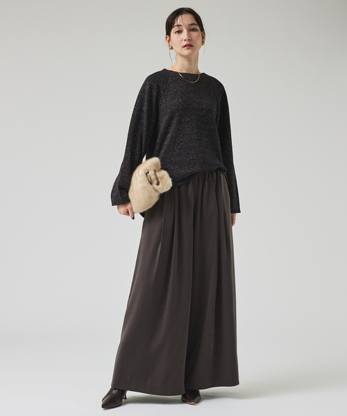 qualite（カリテ）の「ピーチサテンフレアーパンツ/秋服/冬服/オフィスカジュアル/ワイドパンツ（その他パンツ・レディース・ライトベージュ/ブルー/チャコールグレー・36/38）」の17枚目の写真