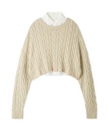 Mila Owen | 【セットアイテム】シャツレイヤードケーブル短丈ニット(ニット/セーター)