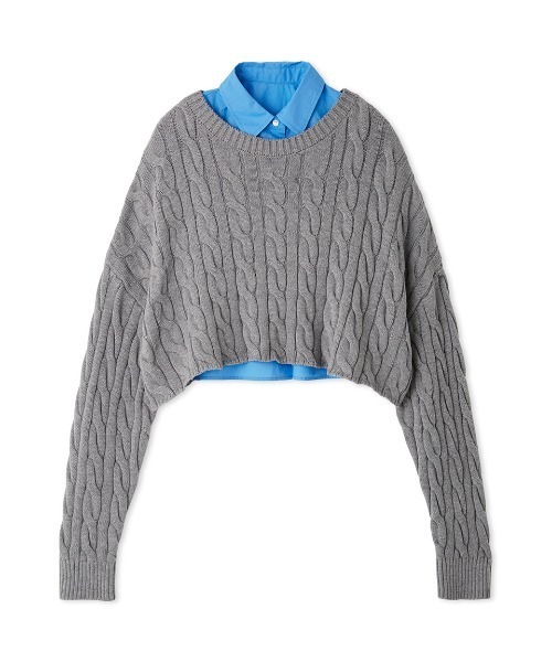Mila Owen【セットアイテム】シャツレイヤードケーブル短丈ニット25AW セットアイテム】シャツレイヤードケーブル短丈ニット（ニット