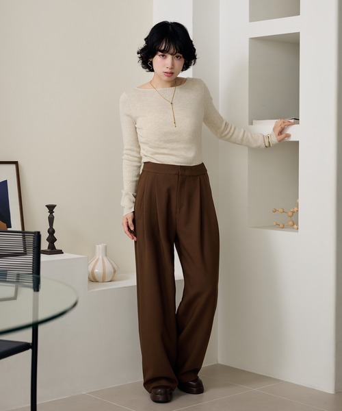 LAULEN（ローレン）の「double tuck wide pants /ソリッドカラーダブルタックワイドパンツ（その他パンツ・レディース・ワインレッド/グレー/ブラック/ベージュ・S/M）」の15枚目の写真