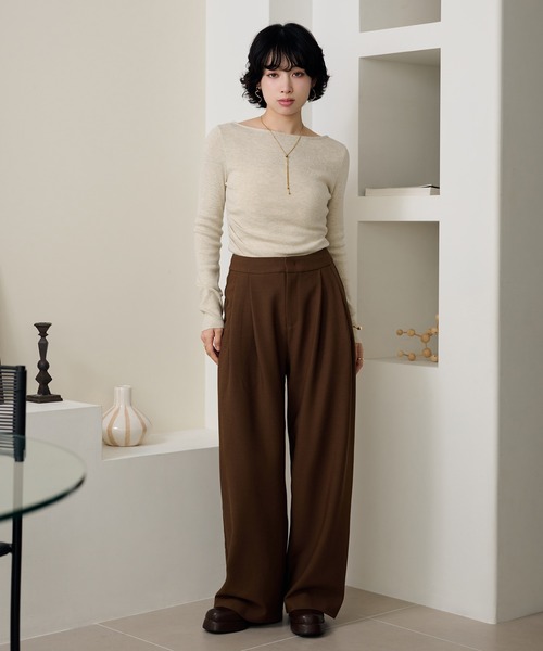 LAULEN（ローレン）の「double tuck wide pants /ソリッドカラーダブルタックワイドパンツ（その他パンツ・レディース・ワインレッド/グレー/ブラック/ベージュ・S/M）」の16枚目の写真