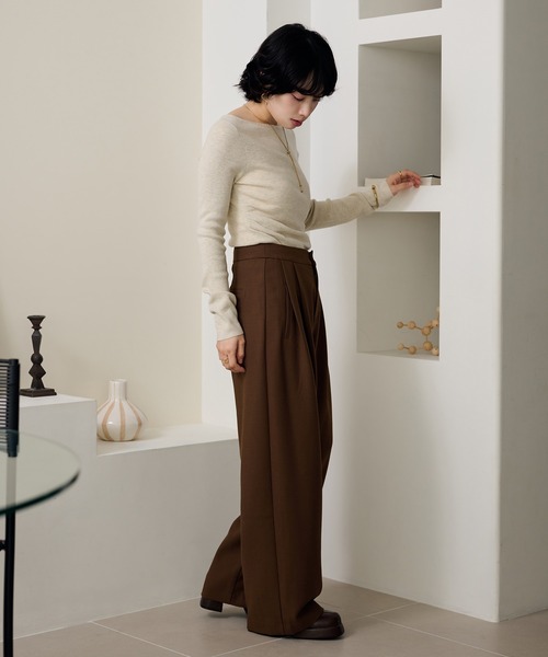 LAULEN（ローレン）の「double tuck wide pants /ソリッドカラーダブルタックワイドパンツ（その他パンツ・レディース・ワインレッド/グレー/ブラック/ベージュ・S/M）」の17枚目の写真