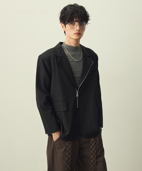 Shoowtime（ショウタイム）の「Zip-Up Tailored Jacket / ジップアップテーラードジャケット（テーラードジャケット・メンズ・ブラック/ベージュ・LARGE/MEDIUM/X-LARGE）」の6枚目の写真
