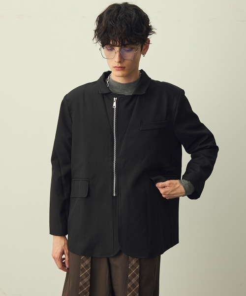 Shoowtime（ショウタイム）の「Zip-Up Tailored Jacket / ジップアップテーラードジャケット（テーラードジャケット・メンズ・ブラック/ベージュ・LARGE/MEDIUM/X-LARGE）」の8枚目の写真