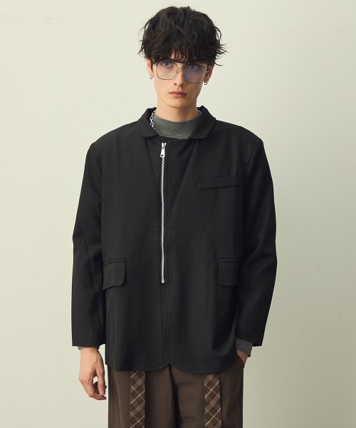 Shoowtime（ショウタイム）の「Zip-Up Tailored Jacket / ジップアップテーラードジャケット（テーラードジャケット・メンズ・ブラック/ベージュ・LARGE/MEDIUM/X-LARGE）」の9枚目の写真