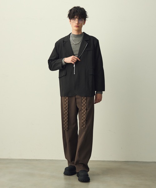 Shoowtime（ショウタイム）の「Zip-Up Tailored Jacket / ジップアップテーラードジャケット（テーラードジャケット・メンズ・ブラック/ベージュ・LARGE/MEDIUM/X-LARGE）」の15枚目の写真