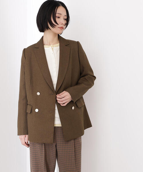 【ナチュラルビューティーベーシック】ダブルブレストテーラードジャケット/未使用品 CLASSY. お仕事名品Award 2025＞「ジャケット賞」ダブルブレスト