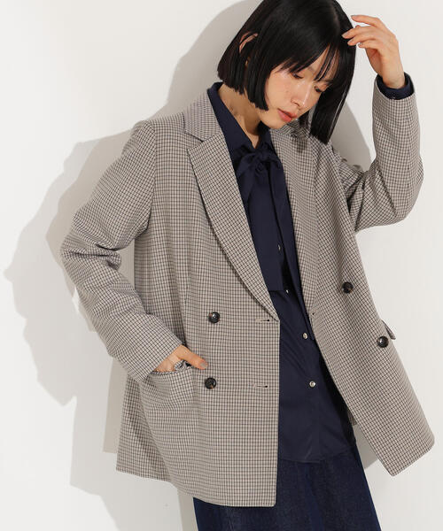 N.（N. Natural Beauty Basic）（エヌエヌナチュラルビューティーベーシック）の「ダブルブレストテーラードジャケット（テーラードジャケット・レディース・カーキ/ブラウン系その他/グレー系その他/ネイビー・MEDIUM/SMALL）」の2枚目の写真